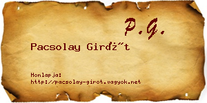 Pacsolay Girót névjegykártya